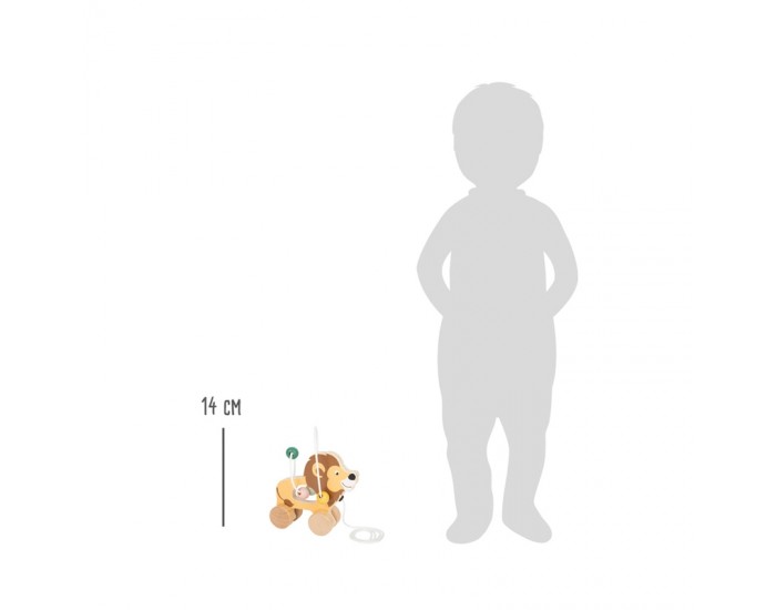 Small Foot Лъвче, дървена играчка за дърпане със спирала, сафари