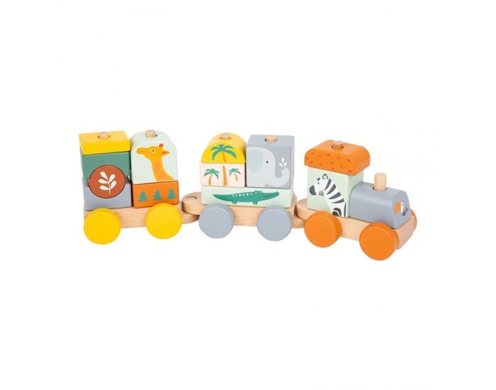 Small Foot Влакче Сафари, дървено, 16 части
