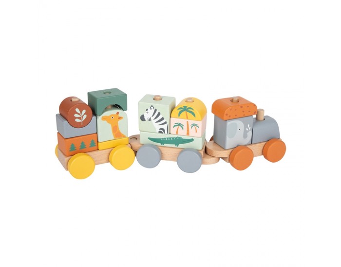 Small Foot Влакче Сафари, дървено, 16 части