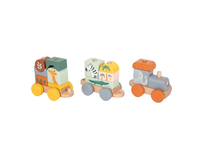 Small Foot Влакче Сафари, дървено, 16 части