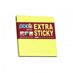 Stick'n Самозалепващи листчета Extra Sticky, 76 x 76 mm, неонови, жълти, 100 листа - Benzi autoadezive și folie
