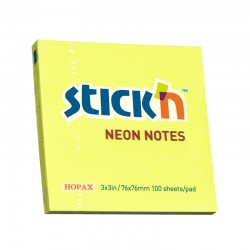 Stick'n Самозалепващи листчета, 76 x 76 mm, неонови, жълти, 100 листа - Benzi autoadezive și folie