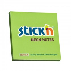 Stick'n Самозалепващи листчета, 76x76 mm, неонови, зелени, 100 листа - Benzi autoadezive și folie