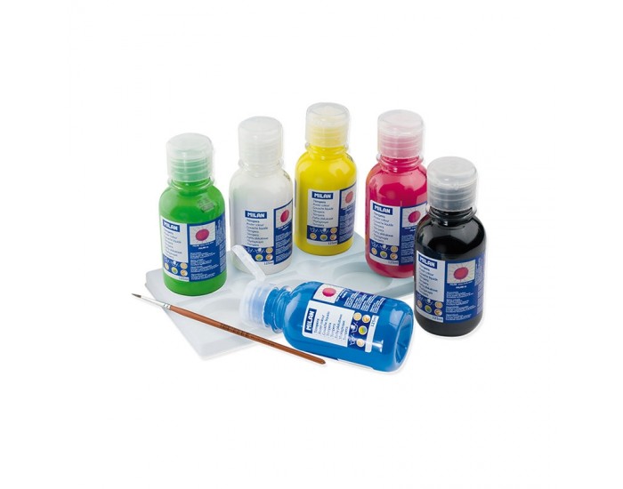 Milan Темперни бои, 6 цвята, 125 ml, с включена четка
