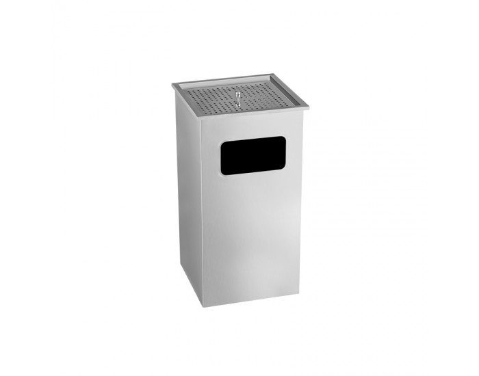 Dayco Кош за отпадъци, с пепелник, отворен, правоъгълен, 30 х 30 х 60 cm, 45 L, инокс
