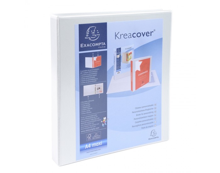 Exacompta Папка Kreacover, А4, с 2 ринга, 3 джоба, 38 mm, бяла