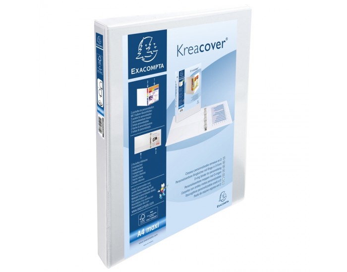 Exacompta Папка Kreacover, А4, с 2 ринга, 3 джоба, PP, 38 mm, бяла