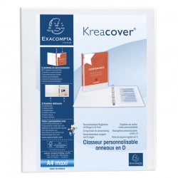 Exacompta Папка Kreacover, А4, с 2 ринга, 3 джоба, PP, 47 mm, бяла - Papetărie