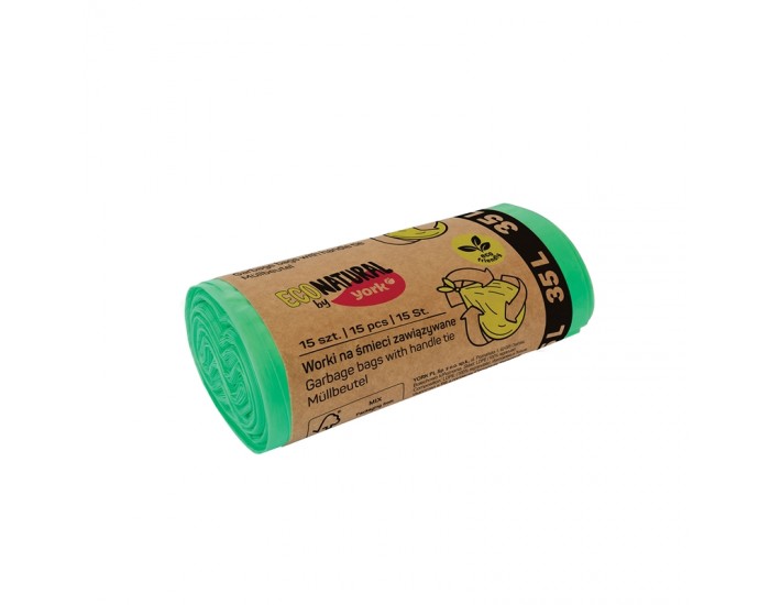 York Торби за смет Eco Natural, с връзка, 35 L, 15 броя