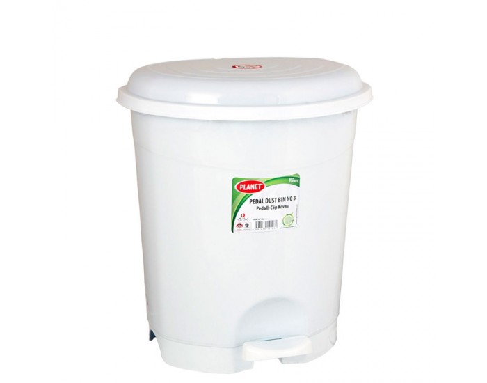 Planet Кош за отпадъци, с педал, пластмасов, 50 L, бял