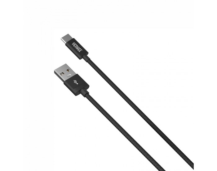 Yenkee Кабел 302 BK, USB-A Male към USB-C Male, 2 m, черен