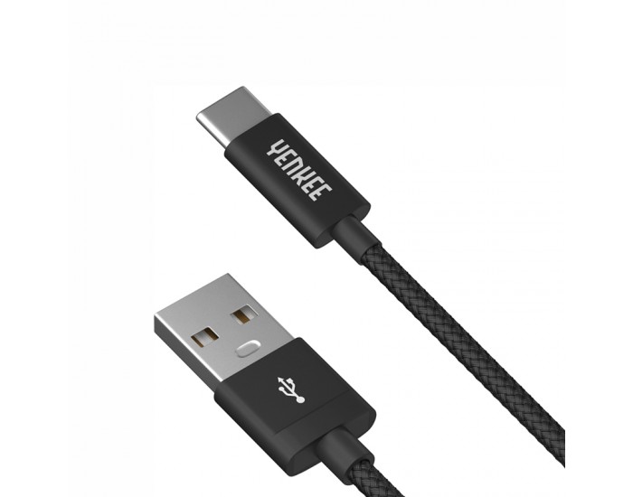 Yenkee Кабел 302 BK, USB-A Male към USB-C Male, 2 m, черен
