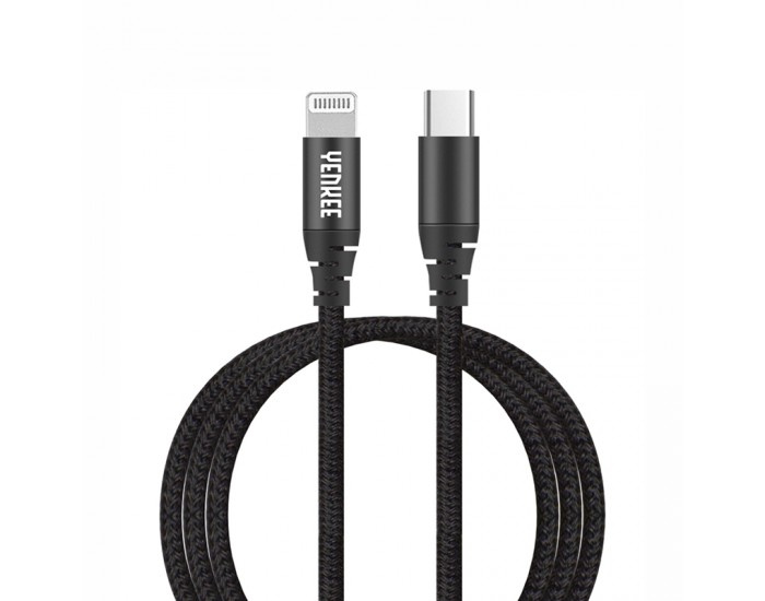 Yenkee Кабел 631 BK, USB-C Male към Lightning Male, 1 m, черен