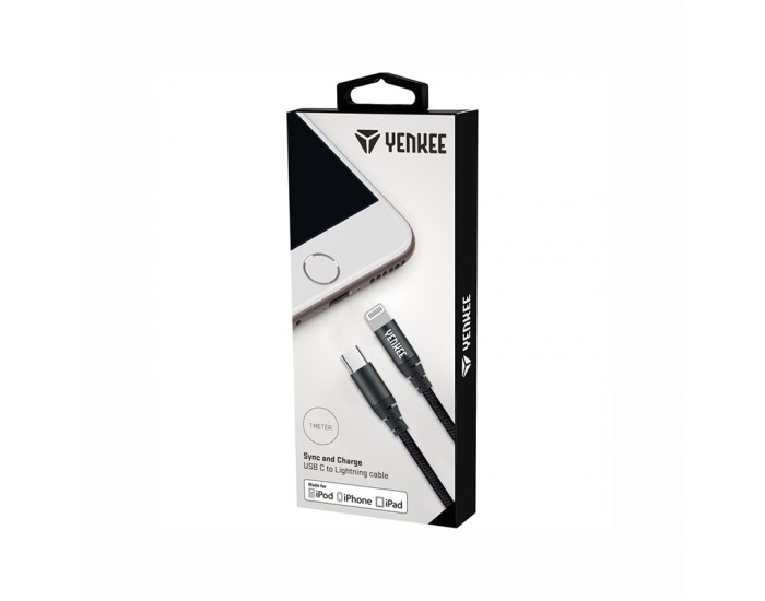 Yenkee Кабел 631 BK, USB-C Male към Lightning Male, 1 m, черен
