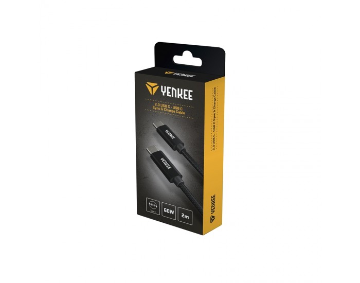 Yenkee Кабел USB Type-C към USB Type-C, 2 m, черен