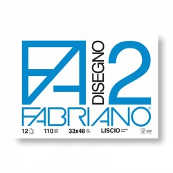 Fabriano Блок за рисуване Disegno 2, 33 x 48 cm, 110 g/m2, гладък, подлепен, 12 листа - Papetărie