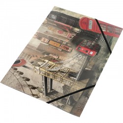 Panta Plast Папка London Collection, PP, с ластик, с 3 капака, A4 - Papetărie