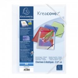 Exacompta Папка Keracover, PP, с 3 капака и ластик, бяла - Papetărie