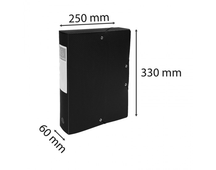 Exacompta Бокс с ластик, A4, PP, 6 cm, черен