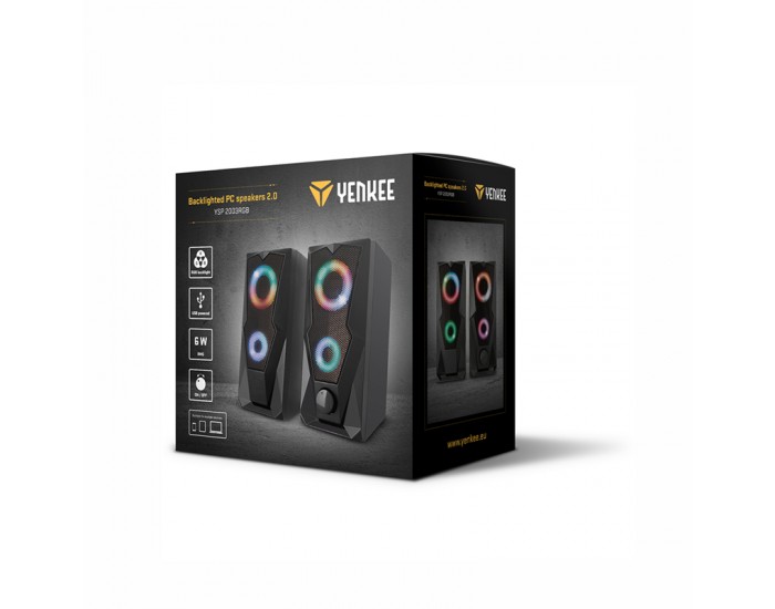 Yenkee Тонколони 2003RGB, USB 2.0, с подсветка