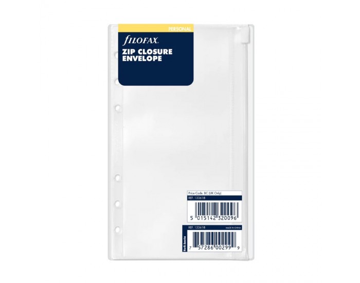 Filofax Плик за органайзер Personal, с цип, прозрачен