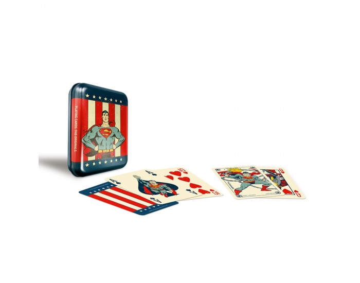 Cartamundi Карти за игра Superman Vintage, в метална кутия