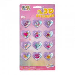 Grafix 3D Стикери с брокат, 12 броя, розови - Moxy