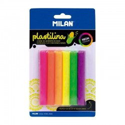 Milan Пластилин, 70 g, 6 неонови цвята - Papetărie