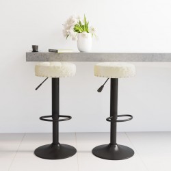 Sonata H Бар табуретки, 2 бр, кремави, кадифе - Scaune de bar