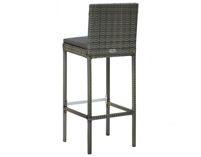 Sonata H Бар табуретки с възглавници, 6 бр, сиви, полиратан