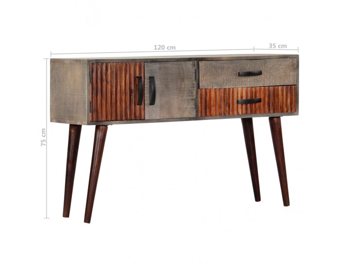 Sonata H Конзолна маса, сива, 120x35x75 cм, грубо манго масив