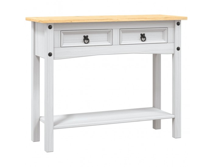 Sonata H Конзолна маса мексикански бор стил Корона бяла 90x34,5x73 cм