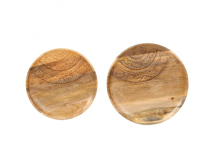 Sonata H Странични кръгли маси, 2 бр, мангово дърво масив и стомана