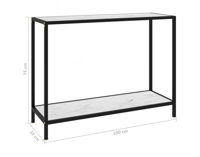 Sonata H Конзолна маса, бяла, 100x35x75 cм, закалено стъкло