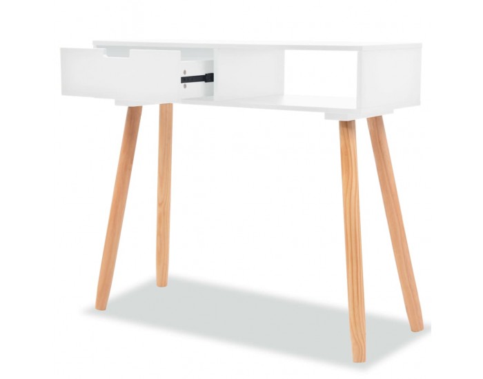 Sonata H Конзолна маса, иглолистна дървесина масив, 80x30x72 cм, бяла