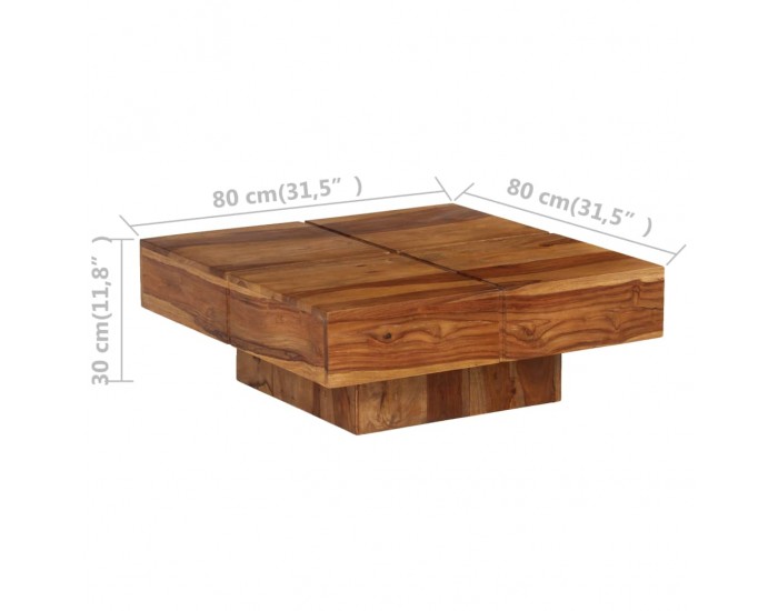 Sonata H Маса за кафе, 80x80x30 см, акациева дървесина масив