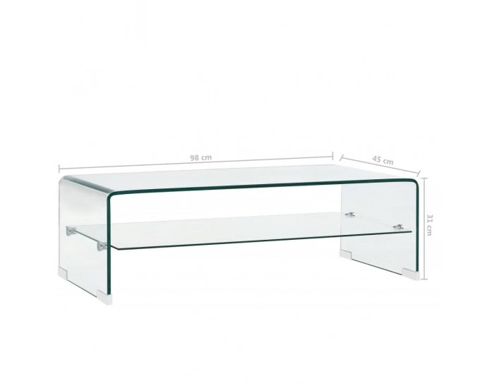 Sonata H Маса за кафе, прозрачна, 98x45x31 см, закалено стъкло