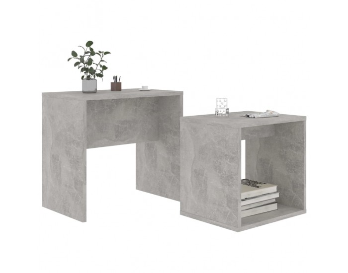 Sonata H Комплект маси за кафе бетонно сив 48x30x45 см инженерно дърво