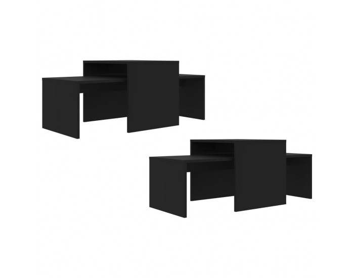 Sonata H Комплект маси за кафе, черен, 100x48x40 см, инженерно дърво