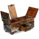 Sonata H Кафе маса/ракла, регенерирано дърво масив, 80x40x35 cм