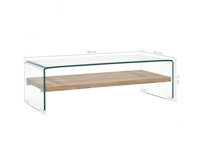 Sonata H Маса за кафе, прозрачна, 98x45x31 см, закалено стъкло