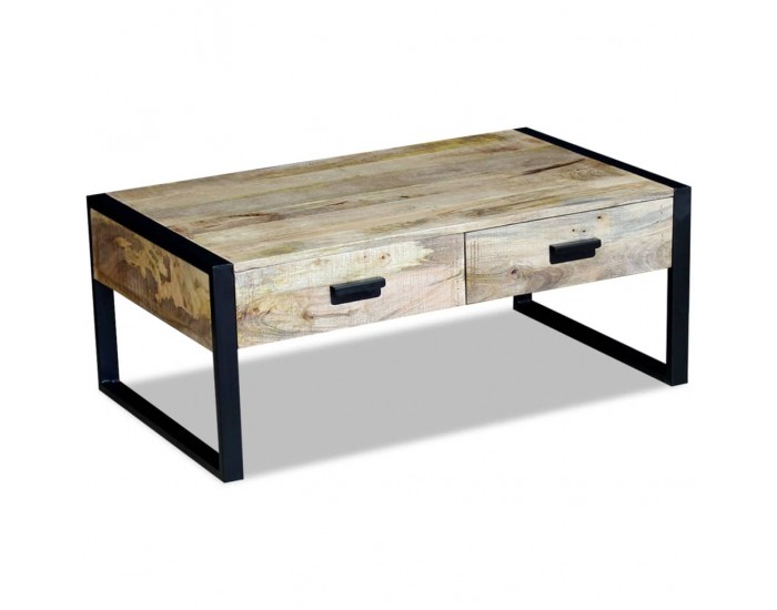 Sonata H Маса за кафе с 2 чекмеджета, твърдо мангово дърво, 100x60x40 cм