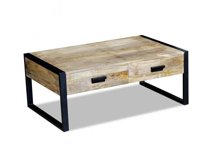 Sonata H Маса за кафе с 2 чекмеджета, твърдо мангово дърво, 100x60x40 cм