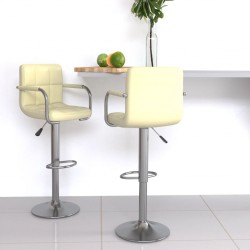 Sonata H Бар табуретки, 2 бр, кремави, изкуствена кожа - Scaune de bar
