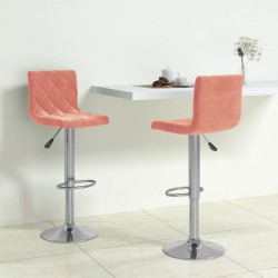 Sonata H Бар табуретки, 2 бр, розови, кадифе - Scaune de bar