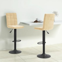 Sonata H Бар табуретки, 2 бр, кремави, кадифе - Scaune de bar