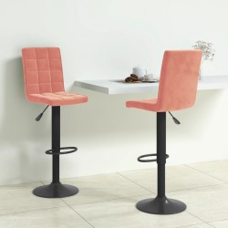 Sonata H Бар табуретки, 2 бр, розови, кадифе - Scaune de bar