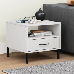 Sonata H Нощна масичка с метални крака бяла бор масив OSLO - Măsuțe de living