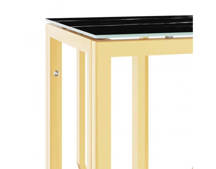 Sonata H Конзолна маса златиста 70x30x70 см неръждаема стомана и стъкло