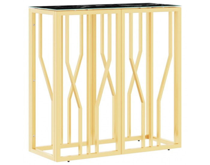 Sonata H Конзолна маса златиста 70x30x70 см неръждаема стомана и стъкло